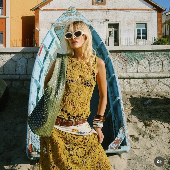 Zara Asymmetric Crochet Midi Dress - Picture 4 of 11